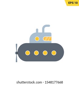 submarine icon in flat style