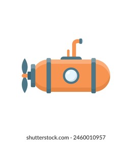 Submarine icon in flat style. Bathyscaphe vector illustration on isolated background. Underwater transport sign business concept.