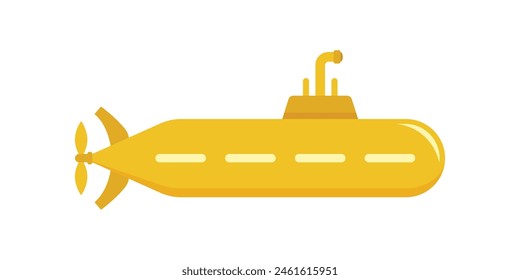 Submarine icon in flat style. Bathyscaphe vector illustration on isolated background. Underwater transport sign business concept.