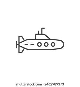 Submarine icon in flat style. Bathyscaphe vector illustration on isolated background. Underwater transport sign business concept.