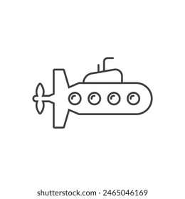 Submarine icon in flat style. Bathyscaphe vector illustration on isolated background. Underwater transport sign business concept.