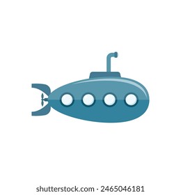 Submarine icon in flat style. Bathyscaphe vector illustration on isolated background. Underwater transport sign business concept.