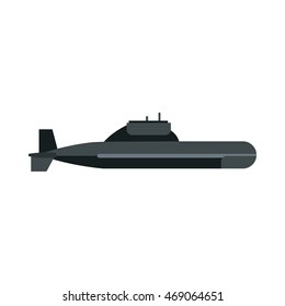 Submarine icon in flat style on a white background