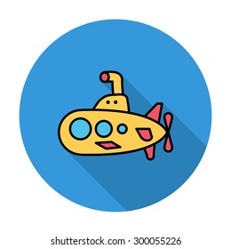 Submarine icon. Flat vector related icon whit long shadow for web and mobile applications. It can be used as - logo, pictogram, icon, infographic element. Vector Illustration. 