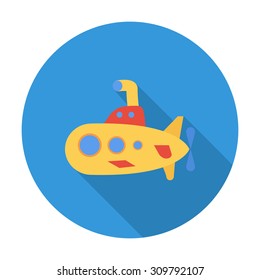 Submarine icon. Flat vector related icon with long shadow for web and mobile applications. It can be used as - logo, pictogram, icon, infographic element. Vector Illustration.