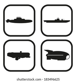 Submarine icon - four variations