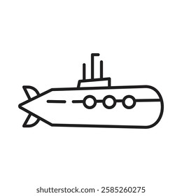 Submarine Icon Isolated flat vector in outline