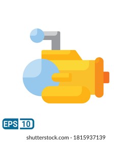 submarine icon isolated on white background. vector illustration in flat style. Editable color. EPS 10