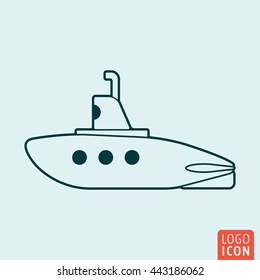Submarine icon isolated. Outline submarine with periscope symbol. Vector illustration