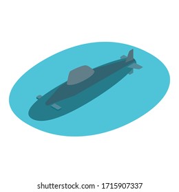 Submarine icon. Isometric illustration of submarine vector icon for web