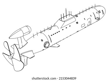 Submarine icon line element. Vector illustration of submarine icon line isolated on clean background.
