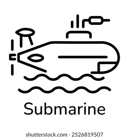 Submarine icon in line style 