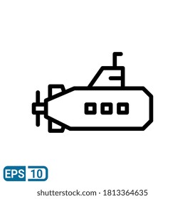 submarine icon in line style isolated on white background. EPS 10