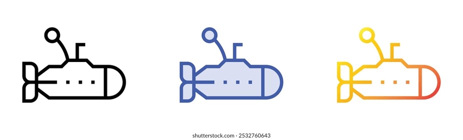 submarine icon. Linear, Blue Fill and Gradient Style Design Isolated On White Background