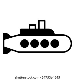 Submarine icon or logo illustration outline black style