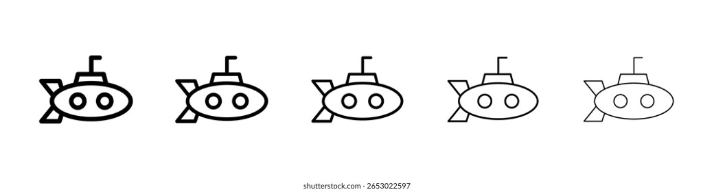 Ícone submarino ou logotipo ilustração contorno preto estilo