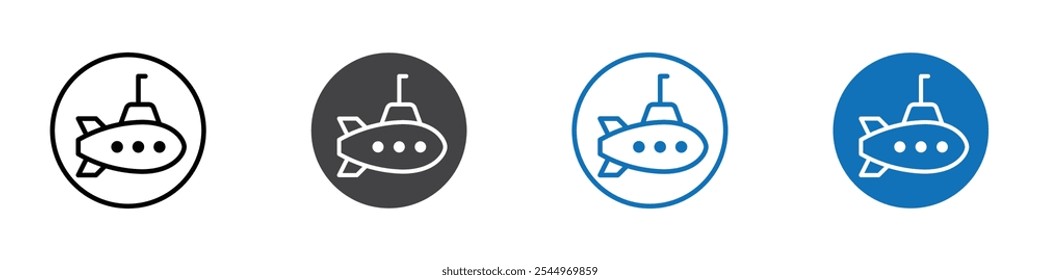 Submarine icon Logo sign in thin line outline