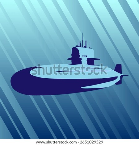 
Submarine icon on a blue background. Vector illustration. Eps 10. For the design of your designs in the style of techno, sea underwater travel and the creation of symbols of marine underwater technol
