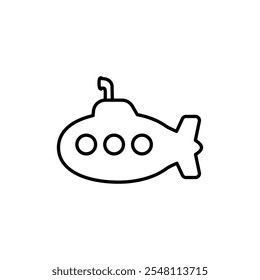 Submarine icon Outline set in black and white color