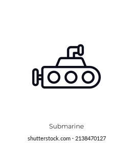 Submarine icon. Outline style icon design isolated on white background