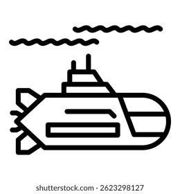 Ícone submarino. Contornar ícone de vetor submarino para web design isolado no fundo branco