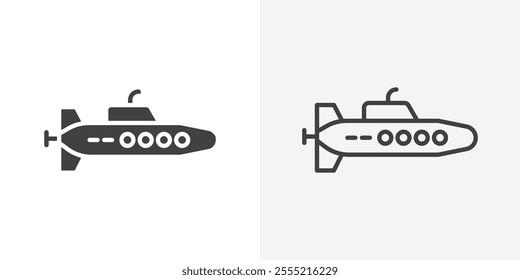 Submarine icon. outlined vector style.