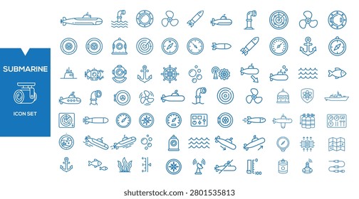 Diseño de Colección de conjunto de iconos submarinos