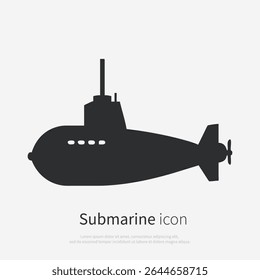 Submarine icon silhouette.Vector logo of a submarine. Illustration side view isolated on white background.
