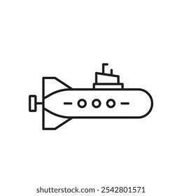 Estilo simples de linha preta do ícone de submarino.