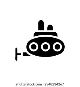 Submarine icon solid black colour military vector army element and symbol perfect.
