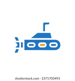 Submarine icon solid blue orange colour military vector army element and symbol perfect.
