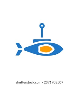 Icono submarino color naranja sólido elemento militar vector y símbolo perfecto.