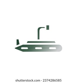 Submarine icon solid gradient green white colour military vector army element and symbol perfect.