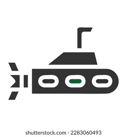 icono submarino de color verde sólido ilustración militar vector elemento de ejército y símbolo perfecto. Signo de icono de la colección moderna para la web.