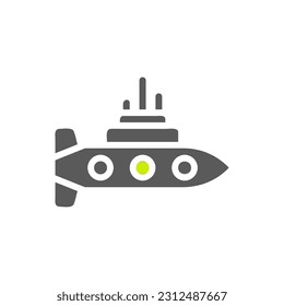 Submarine icon solid grey vibrant green colour military vector army element and symbol perfect.