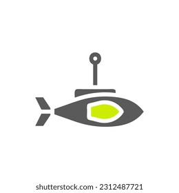 Submarine icon solid grey vibrant green colour military vector army element and symbol perfect.