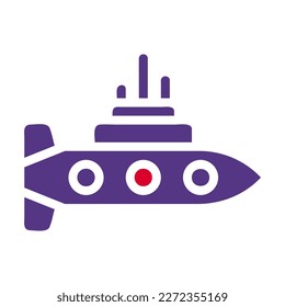 icono submarino sólido rojo violeta ilustración militar vector elemento del ejército y símbolo perfecto. Signo de icono de la colección moderna para la web.