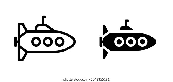 Submarine icon symbol collection on white background.