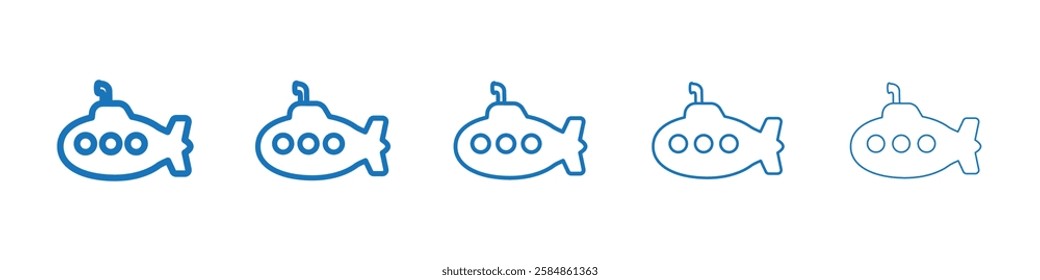 Submarine icon Symbol collection thin outline set
