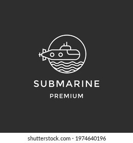 Submarine icon symbol or logo in modern style on black background