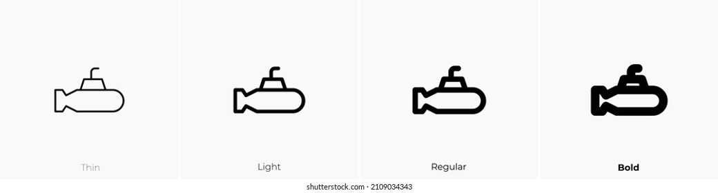 submarine icon. Thin, Light Regular And Bold style design isolated on white background