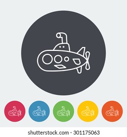 Submarine icon. Thin line flat vector related icon for web and mobile applications. It can be used as - logo, pictogram, icon, infographic element. Vector Illustration. 