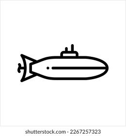 Submarine Icon, Under Water Watercraft, Transport Vehicle Vector Art Illustration