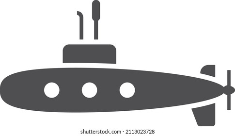 Submarine Icon. Underwater Army Vessel. Nuclear Defense Symbol