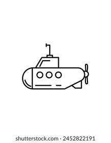 icono de submarino, icono de Vector de la mejor línea.