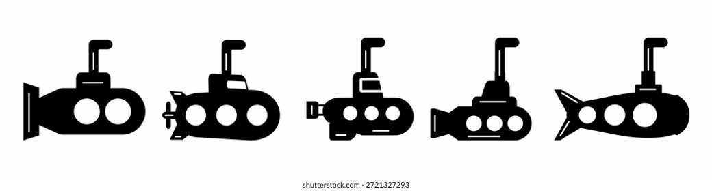 Colección de Vector de ícono submarino. Conjunto de diseños de Plantilla de Vector de iconos submarinos. Vector de acciones.