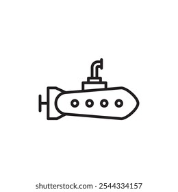 Submarine icon Vector flat thin line illustration