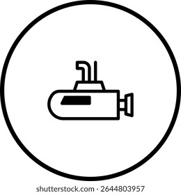 Ilustração vetor ícone submarino sobre fundo branco, arte de linha mínima