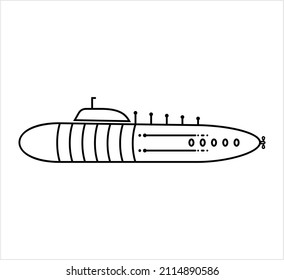 Submarine Icon, Watercraft That Can Wrok, Travel Both Above And Below The Surface Of The Water Vector Art Illustration