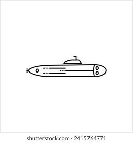 Submarine Icon, Watercraft That Can Wrok, Travel Both Above And Below The Surface Of The Water Vector Art Illustration